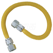 Flexible Stainless Steel Gas Range Connector, 36 Inch Long, 1/2" FIP x 1/2" FIP, 1/2" I.D., 7/8" O.D. with fittings